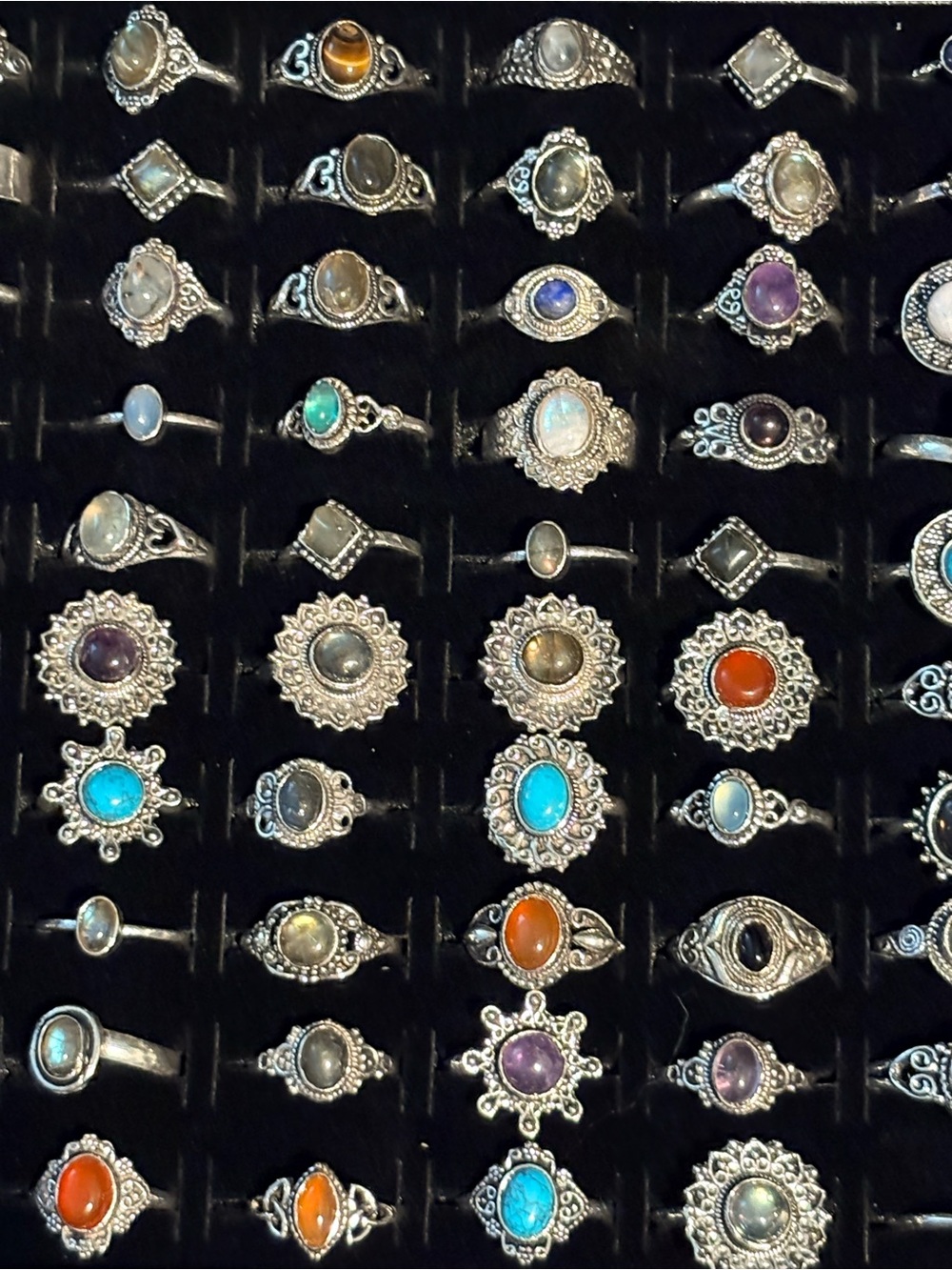Gorgeous Gemstone Rings .925 Sterling Silver Multicolor - Women Jewelry Sz 5-9.5 - Picture 4 of 11
